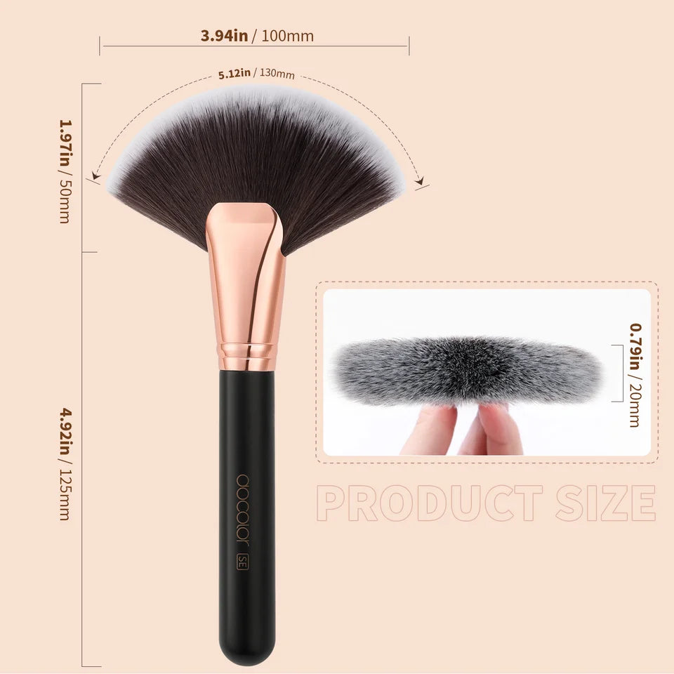 Docolor 1Pcs Soft Large Fan Makeup Brush Foundation Blusher Powder Highlighter Powder Brushes Cosmetic Professional Women Face