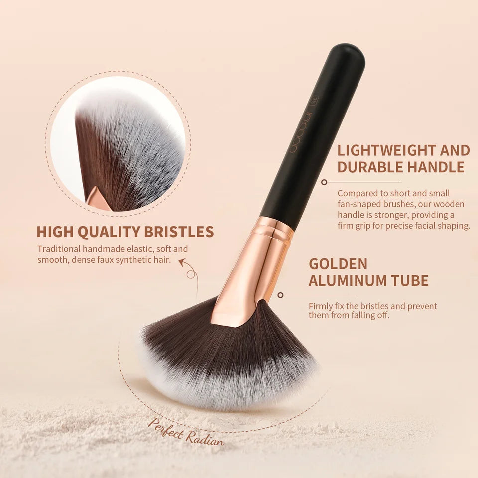Docolor 1Pcs Soft Large Fan Makeup Brush Foundation Blusher Powder Highlighter Powder Brushes Cosmetic Professional Women Face
