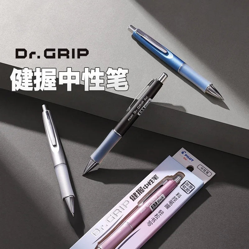 Pilot Biro Dr.Grip BLDG-80R Gel Pen, Push-Action, High-Quality Design, Low-Center-of-Gravity, Soft Rubber Grip, Brush-Tipped Pen