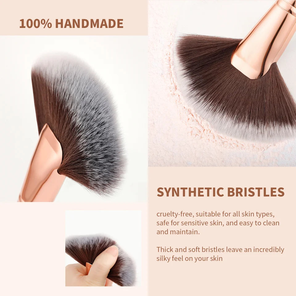 Docolor 1Pcs Soft Large Fan Makeup Brush Foundation Blusher Powder Highlighter Powder Brushes Cosmetic Professional Women Face