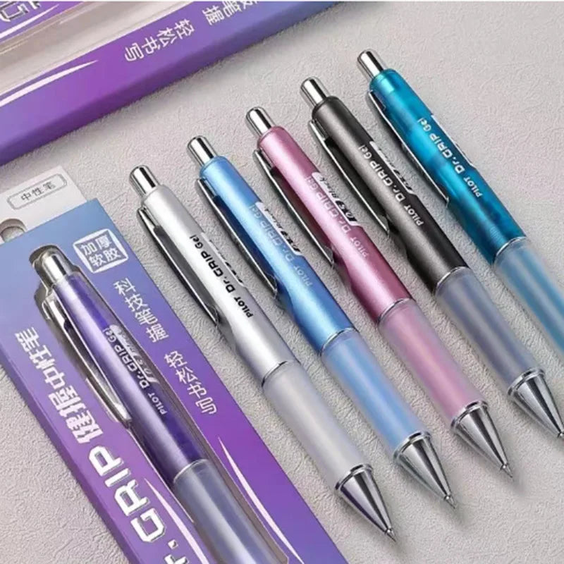 Pilot Biro Dr.Grip BLDG-80R Gel Pen, Push-Action, High-Quality Design, Low-Center-of-Gravity, Soft Rubber Grip, Brush-Tipped Pen