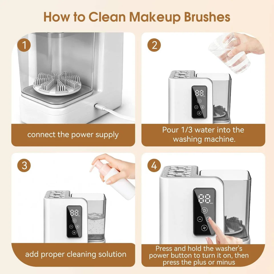 5 IN 1 Electric Makeup Brush Cleaner Machine With Makeup Brush Dryer Mulitfunctional Automatic Cosmetic Brushes Cleaner Tool