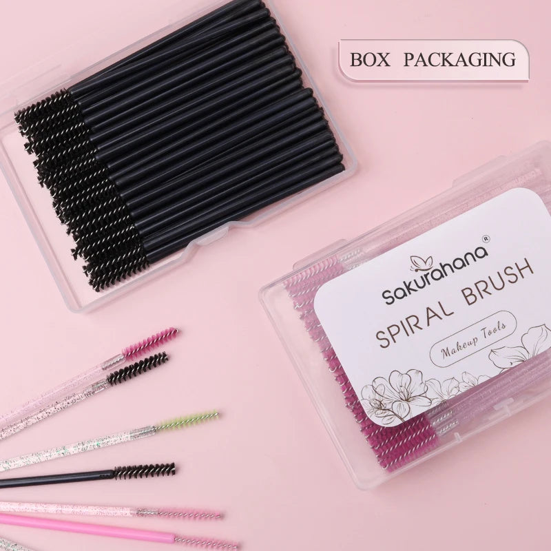 NATUHANA 50/100pcs Disposable Mascara Wands Eyelash Spoolies Brushes Micro Lash Extension Tool Makeup  Beauty Cosmetic Supply