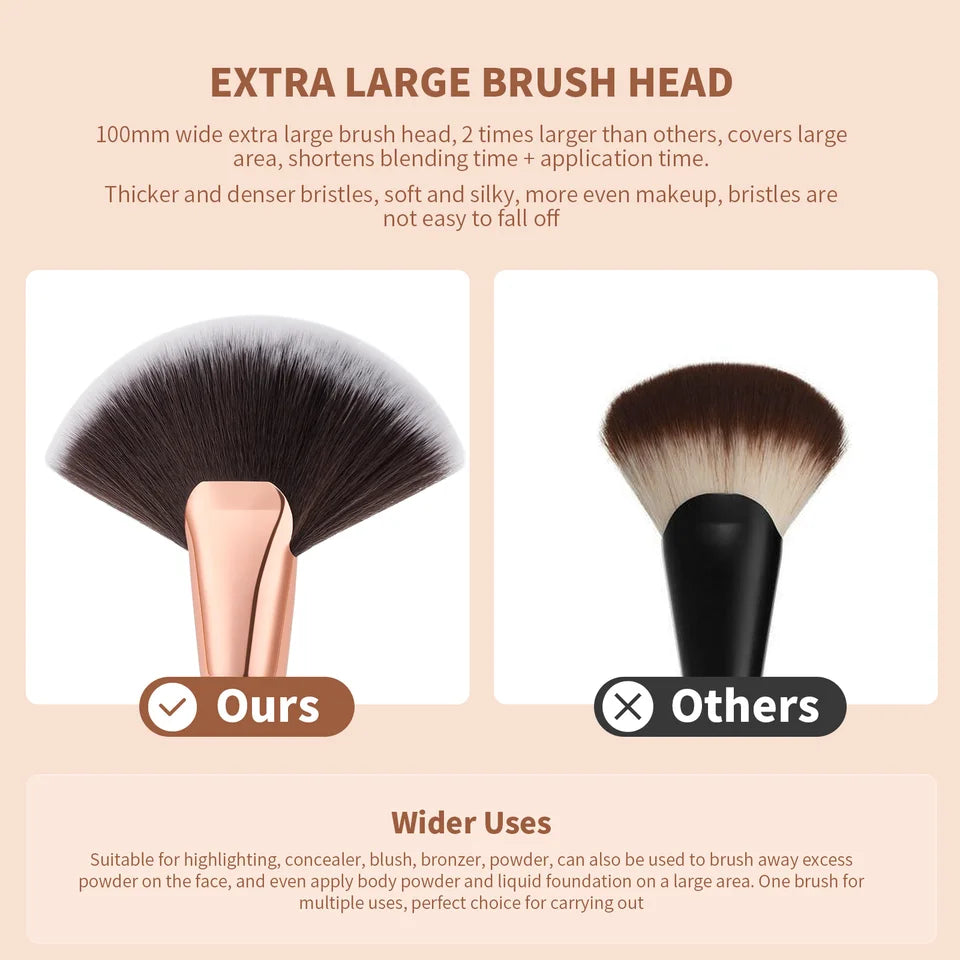 Docolor 1Pcs Soft Large Fan Makeup Brush Foundation Blusher Powder Highlighter Powder Brushes Cosmetic Professional Women Face