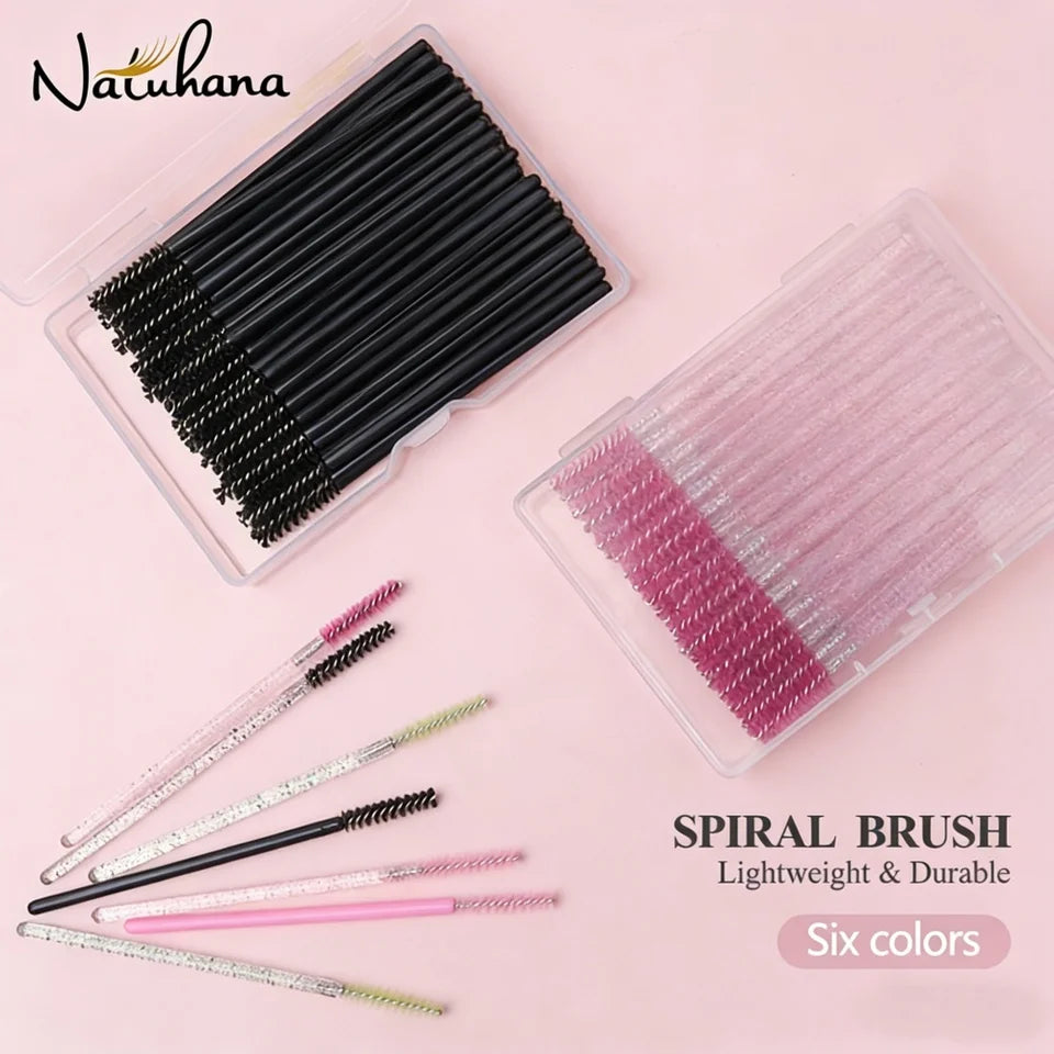 NATUHANA 50/100pcs Disposable Mascara Wands Eyelash Spoolies Brushes Micro Lash Extension Tool Makeup  Beauty Cosmetic Supply